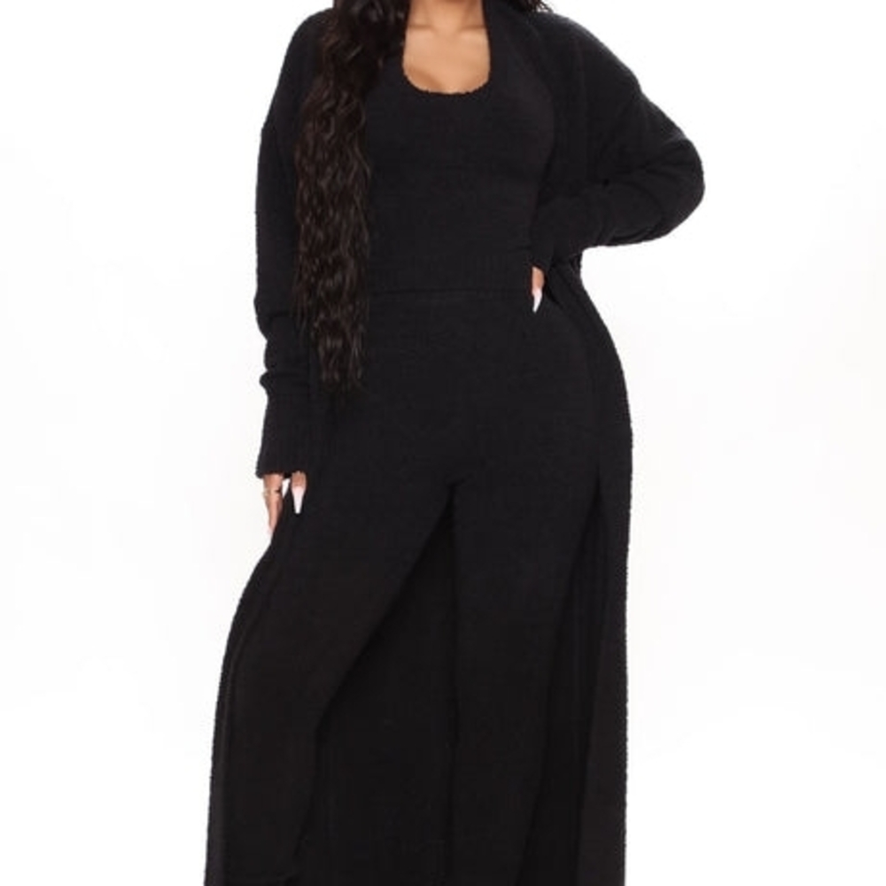 Women's Black Fuzzy 3 Piece Set